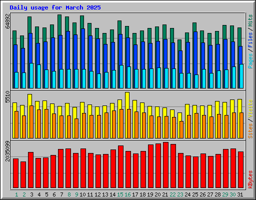 Daily usage for March 2025